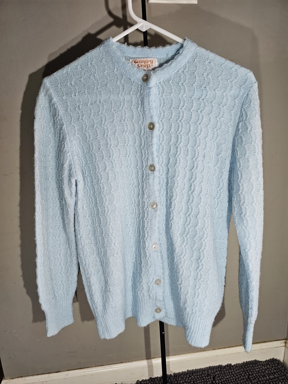 Light Blue Knit Button-Front Button Sweater/cardigan L